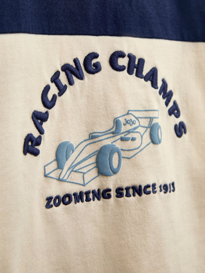 JoJo Maman Bébé Ecru White Race Car Printed Top - image 3