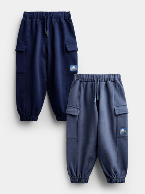Dsiney Kidz - JoJo Maman Bébé Dark Blue Mountain 2-Pack Jersey Pocket Joggers image 1