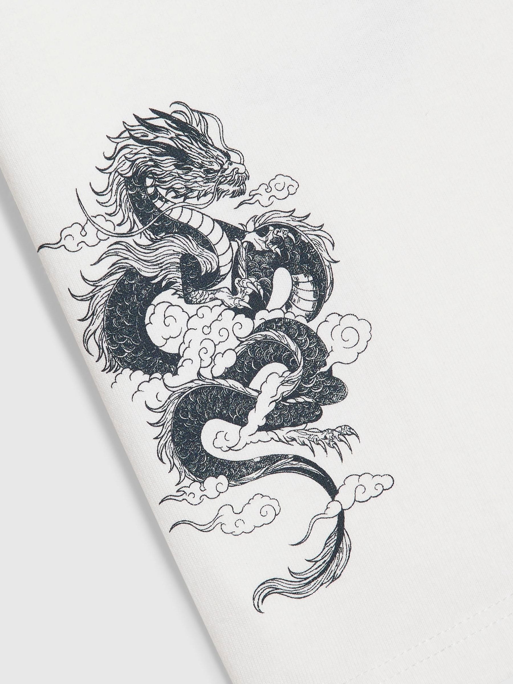 Dsiney Kidz - River Island White Japanese Dragon T-Shirt image 3