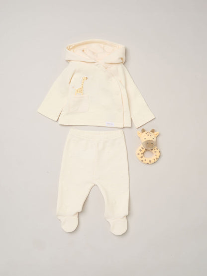 Rock-A-Bye Baby Boutique Yellow Giraffe Quilted Jacket Footed Trousers and Comforter Set - image 1