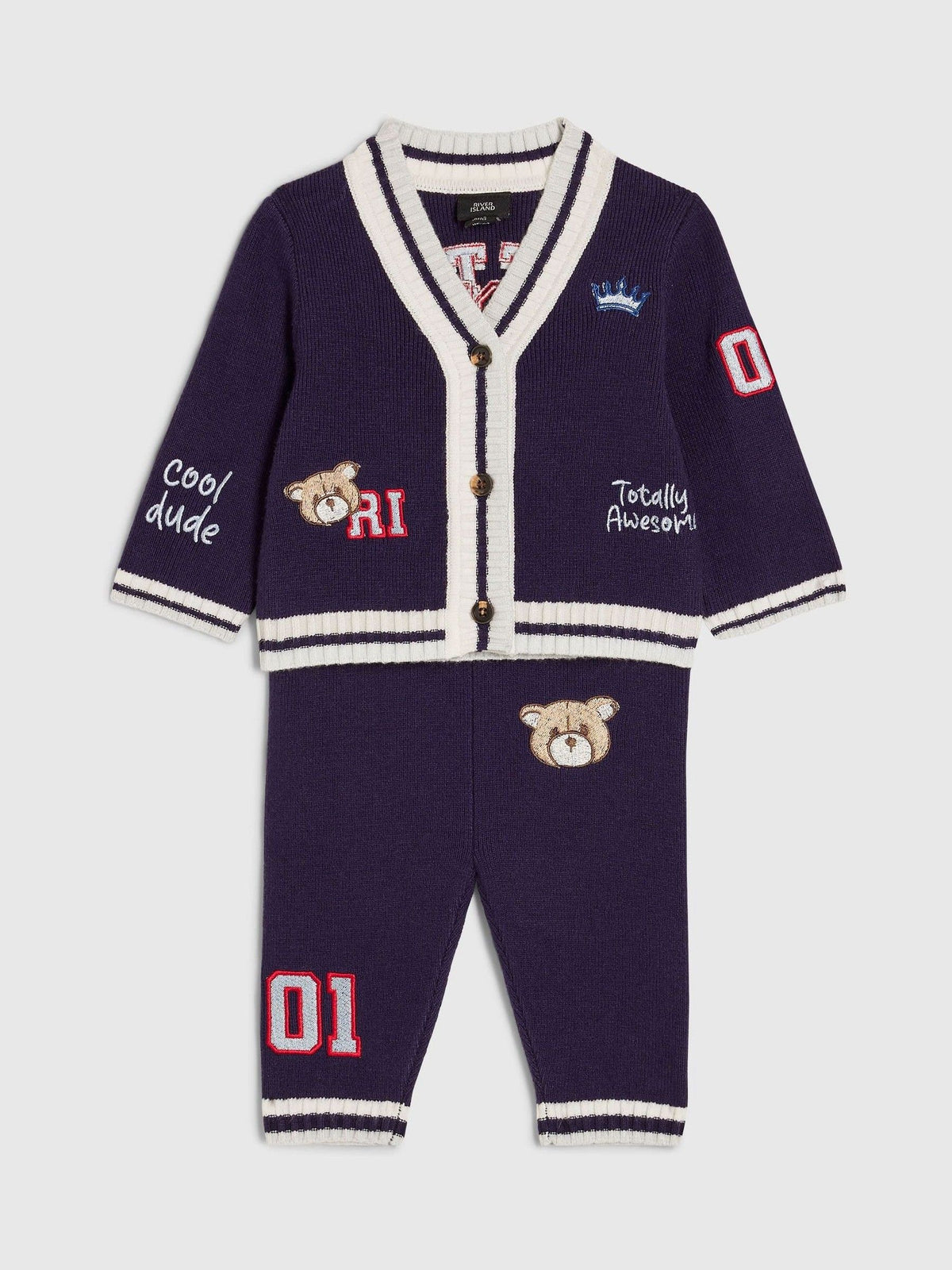River Island Blue Little Champ Cardigan & Trousers  Set - image 1