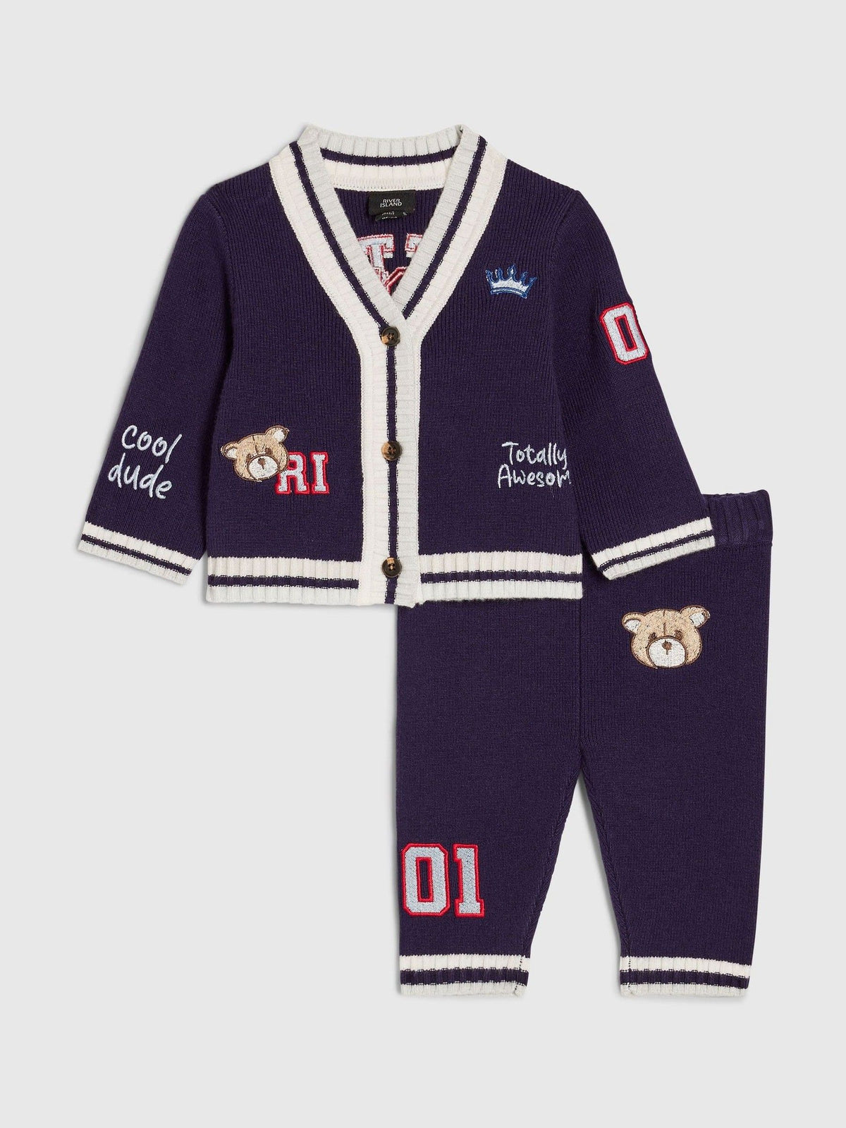 River Island Blue Little Champ Cardigan & Trousers  Set - image 3