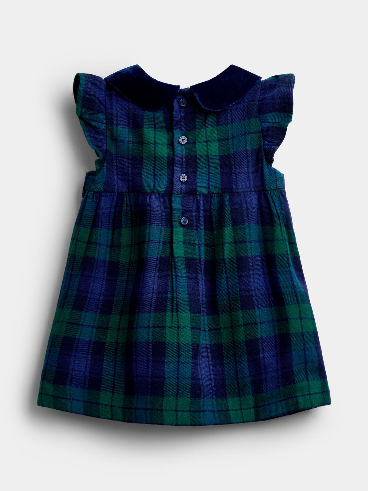 JoJo Maman Bébé Navy Blue Tartan Smocked Baby Dress & Bodysuit Set - image 3