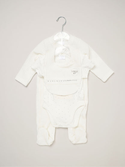 Rock-A-Bye Baby Boutique White Sleepsuit Bodysuit and Bib Gift Set 3 Piece - image 2