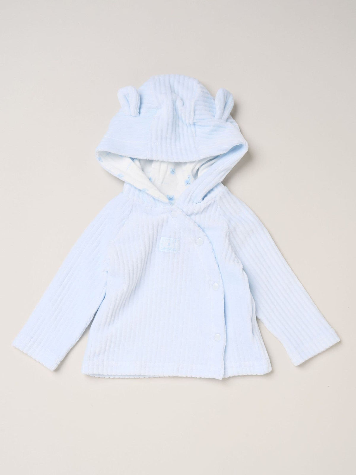 Rock-A-Bye Baby Boutique Blue Ribbed Velour Hoodie with Bear Ears and Footed Bottom Set - image 2