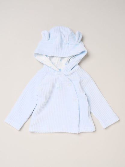 Rock-A-Bye Baby Boutique Blue Ribbed Velour Hoodie with Bear Ears and Footed Bottom Set - image 2
