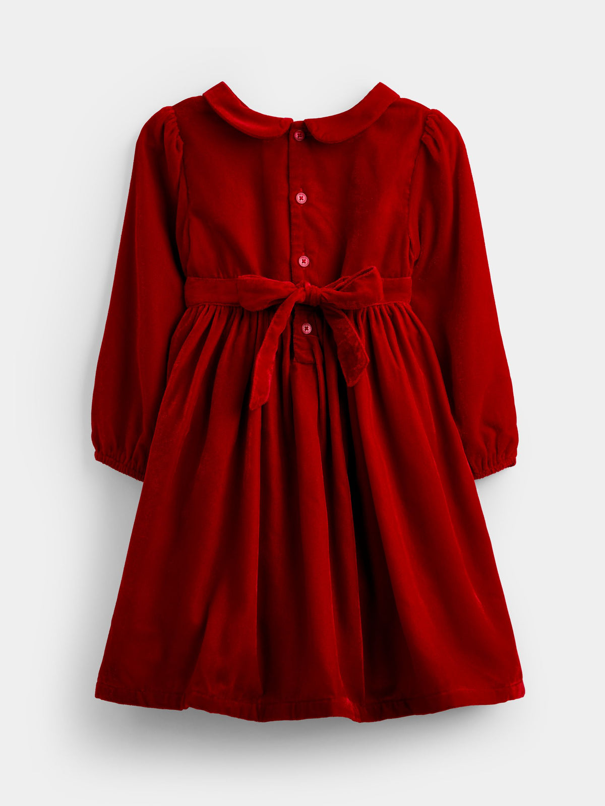 JoJo Maman Bébé Bright Red Velvet Smocked Christmas Dress - image 2