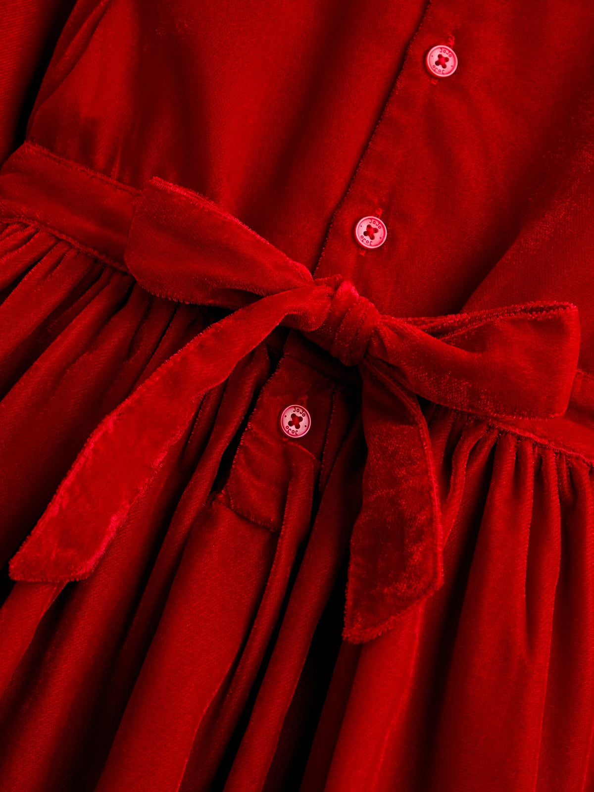 JoJo Maman Bébé Bright Red Velvet Smocked Christmas Dress - image 4