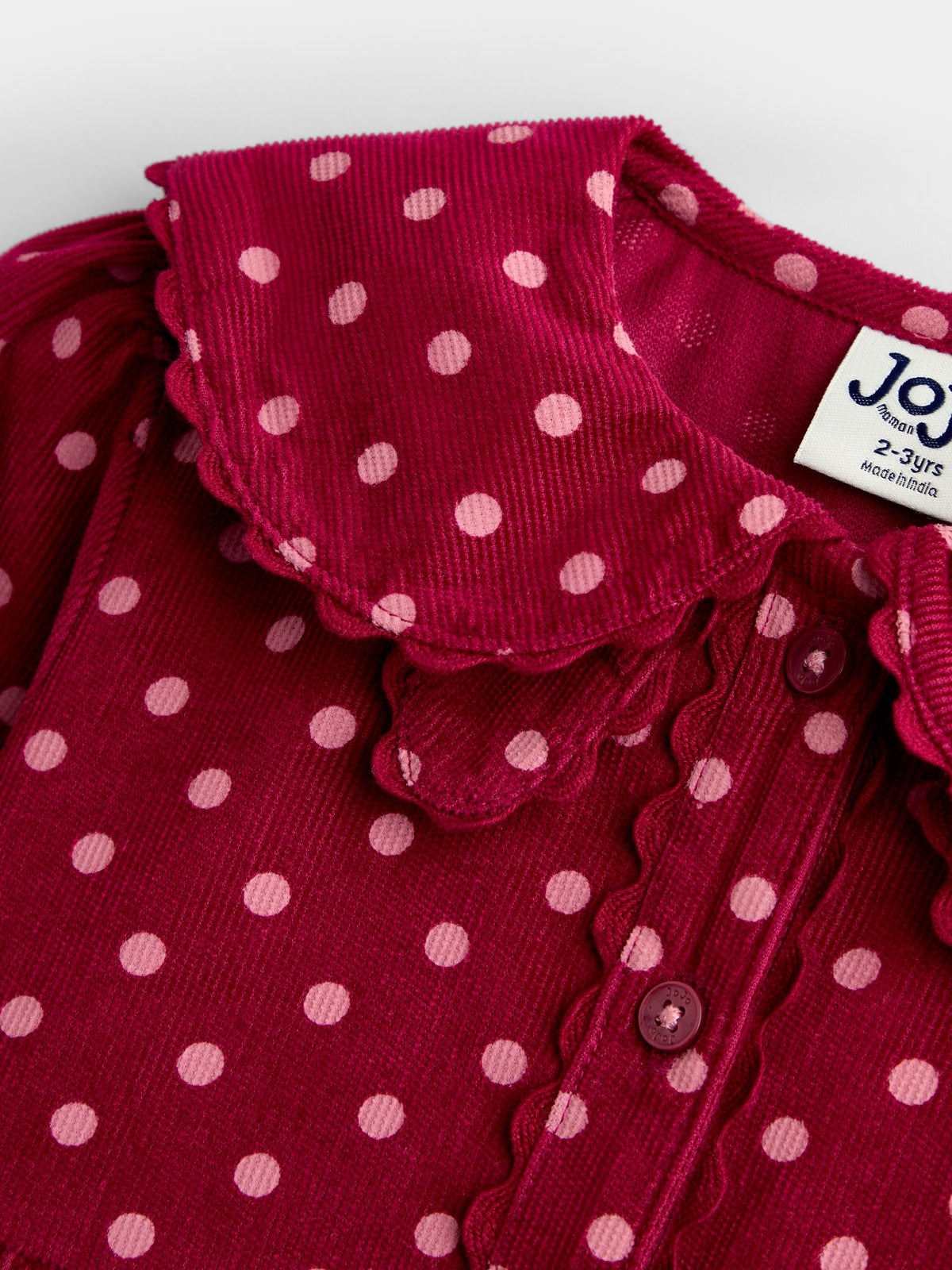 JoJo Maman Bébé Burgundy Red Polka Dot Scarf Collar Cord Dress - image 3