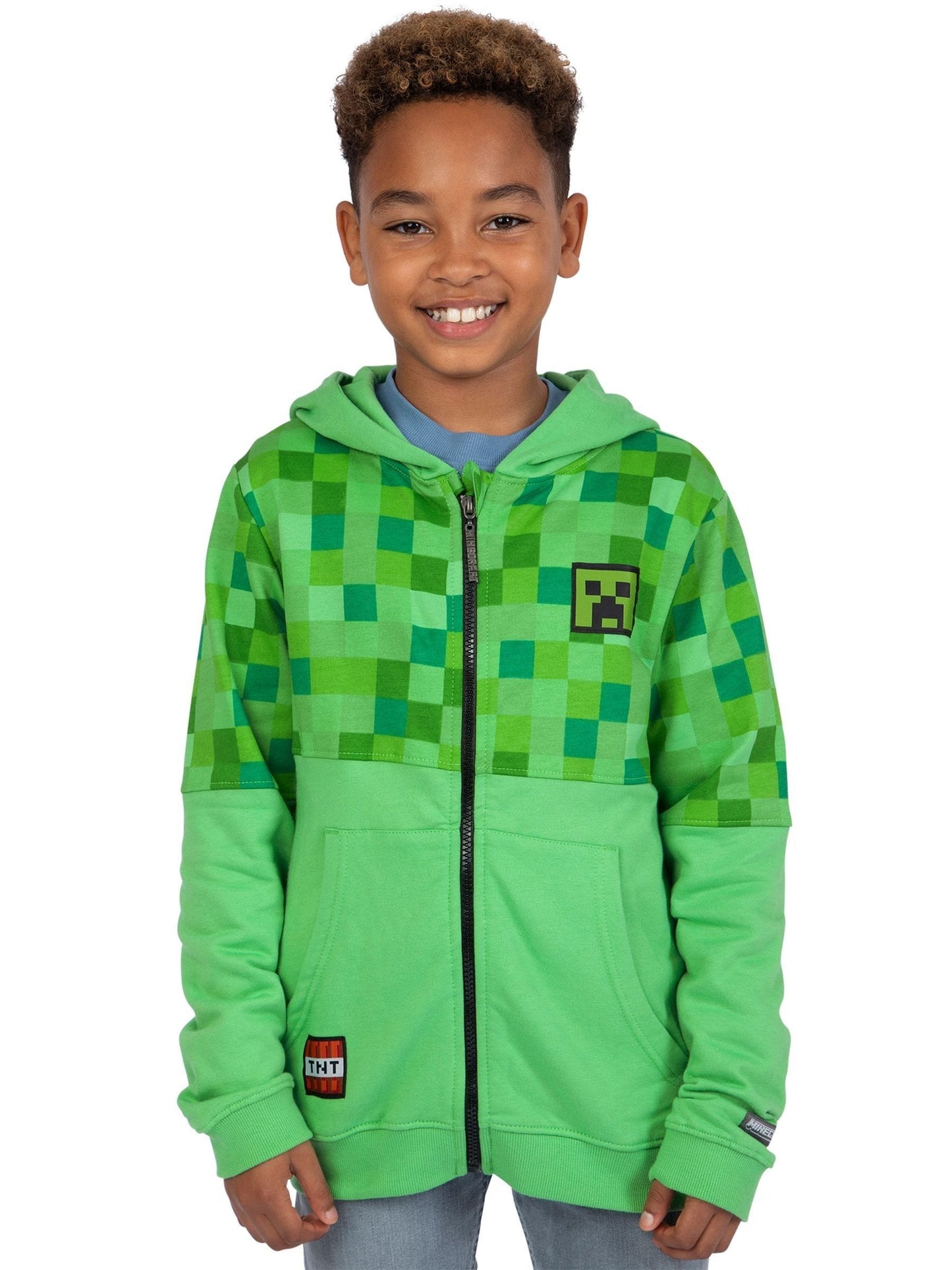 Dsiney Kidz - Character Green Minecraft Zip Up 100% Cotton Hoodie image 1