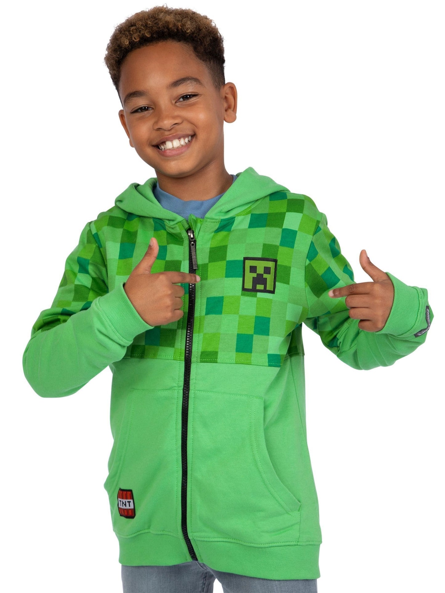 Dsiney Kidz - Character Green Minecraft Zip Up 100% Cotton Hoodie image 2