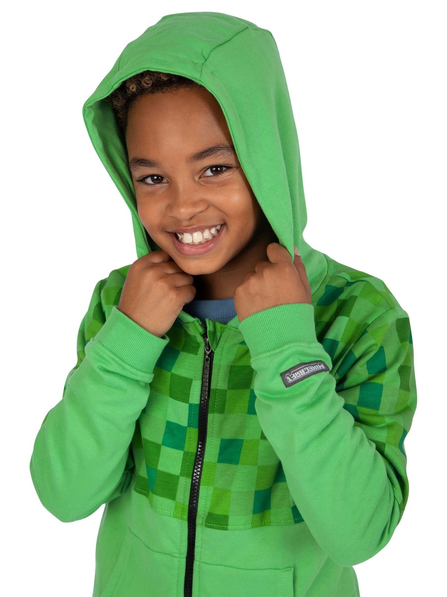 Dsiney Kidz - Character Green Minecraft Zip Up 100% Cotton Hoodie image 3