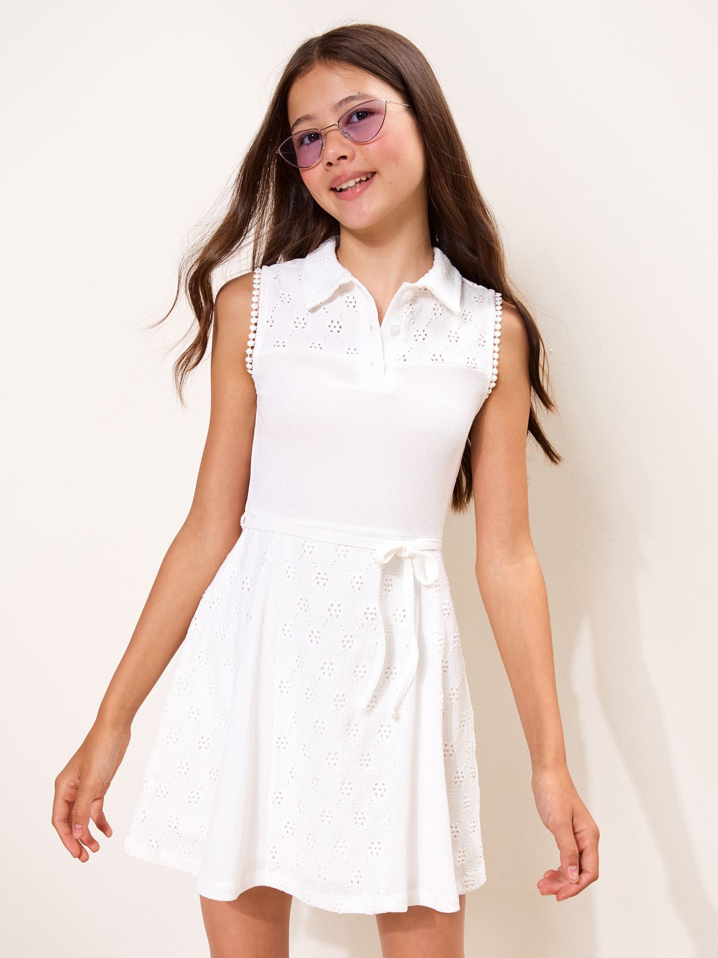 Dsiney Kidz - Lipsy White Jersey Broderie Shirt Dress (5-16yrs) image 1