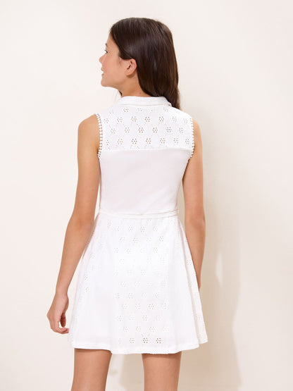 Dsiney Kidz - Lipsy White Jersey Broderie Shirt Dress (5-16yrs) image 5