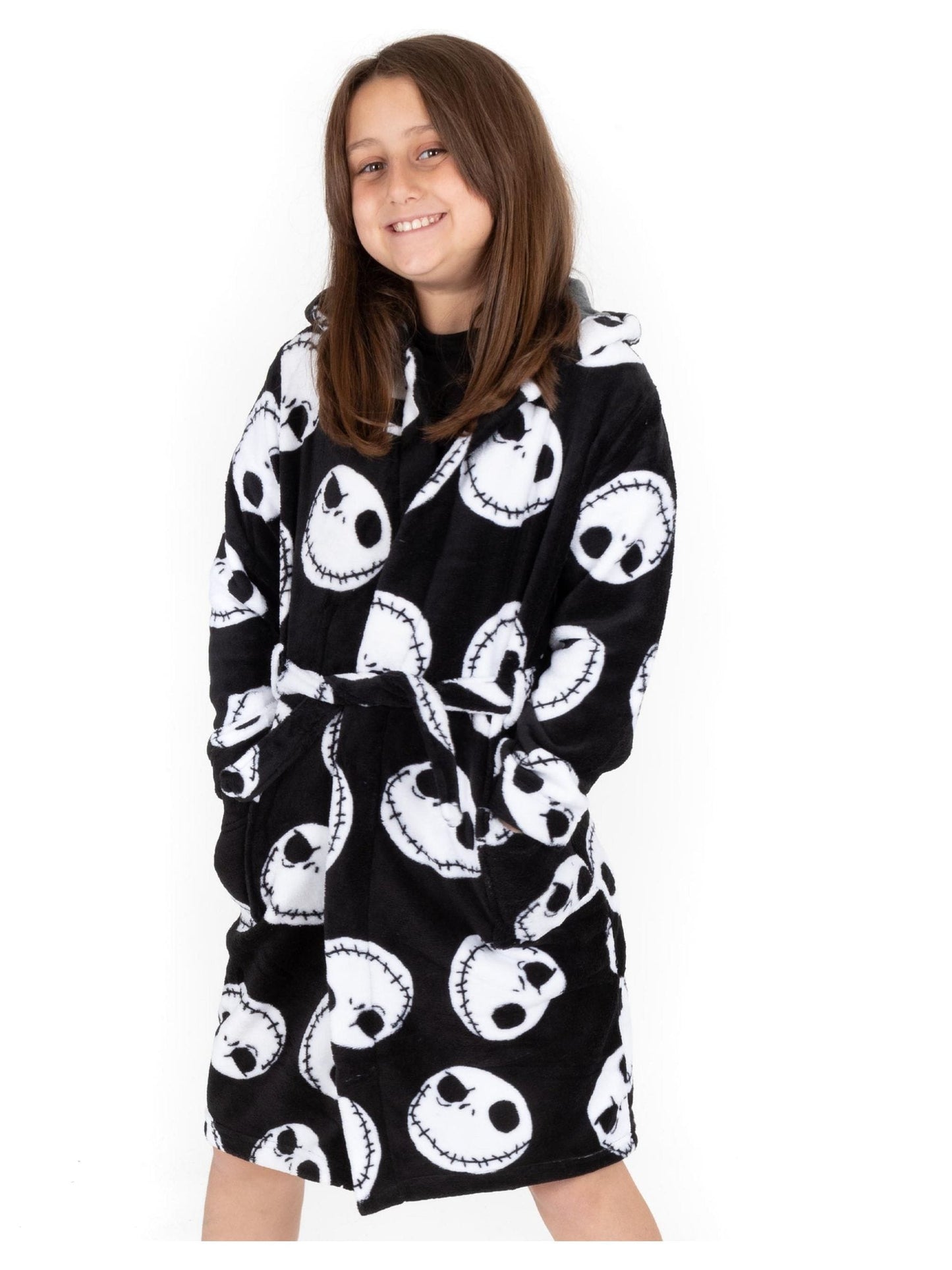 Dsiney Kidz - Vanilla Underground Black Nightmare Before Christmas Unisex Kids Fleece Dressing Gown Robe image 1
