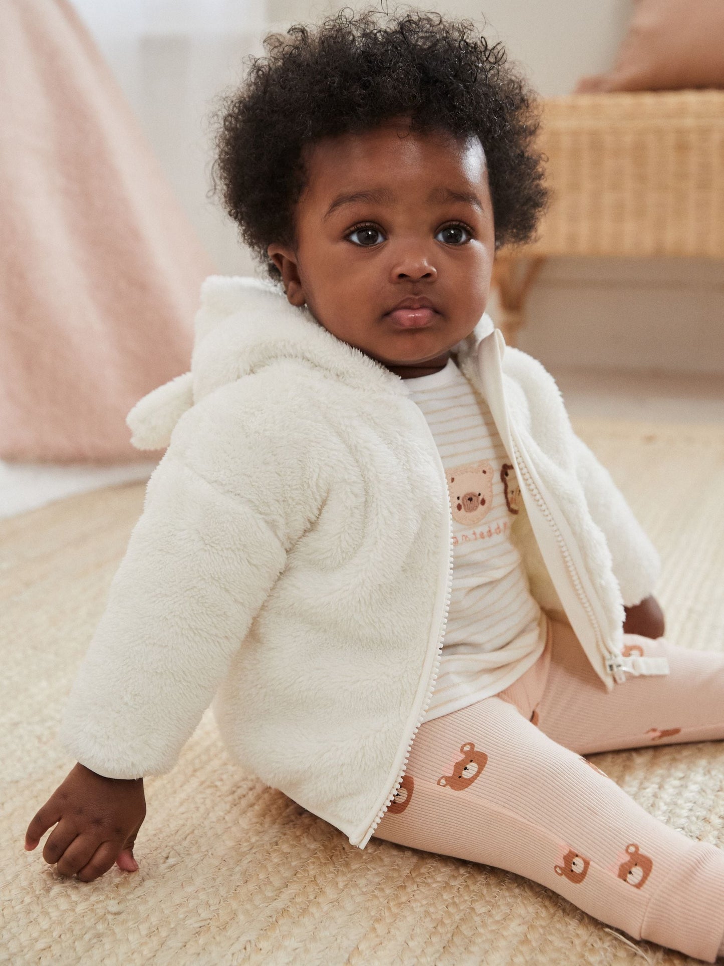 Ecru Fleece Baby Hooded Jacket (0mths-2yrs)