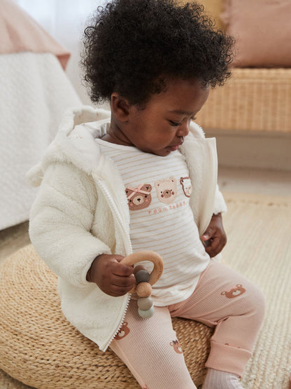 Ecru Fleece Baby Hooded Jacket (0mths-2yrs)