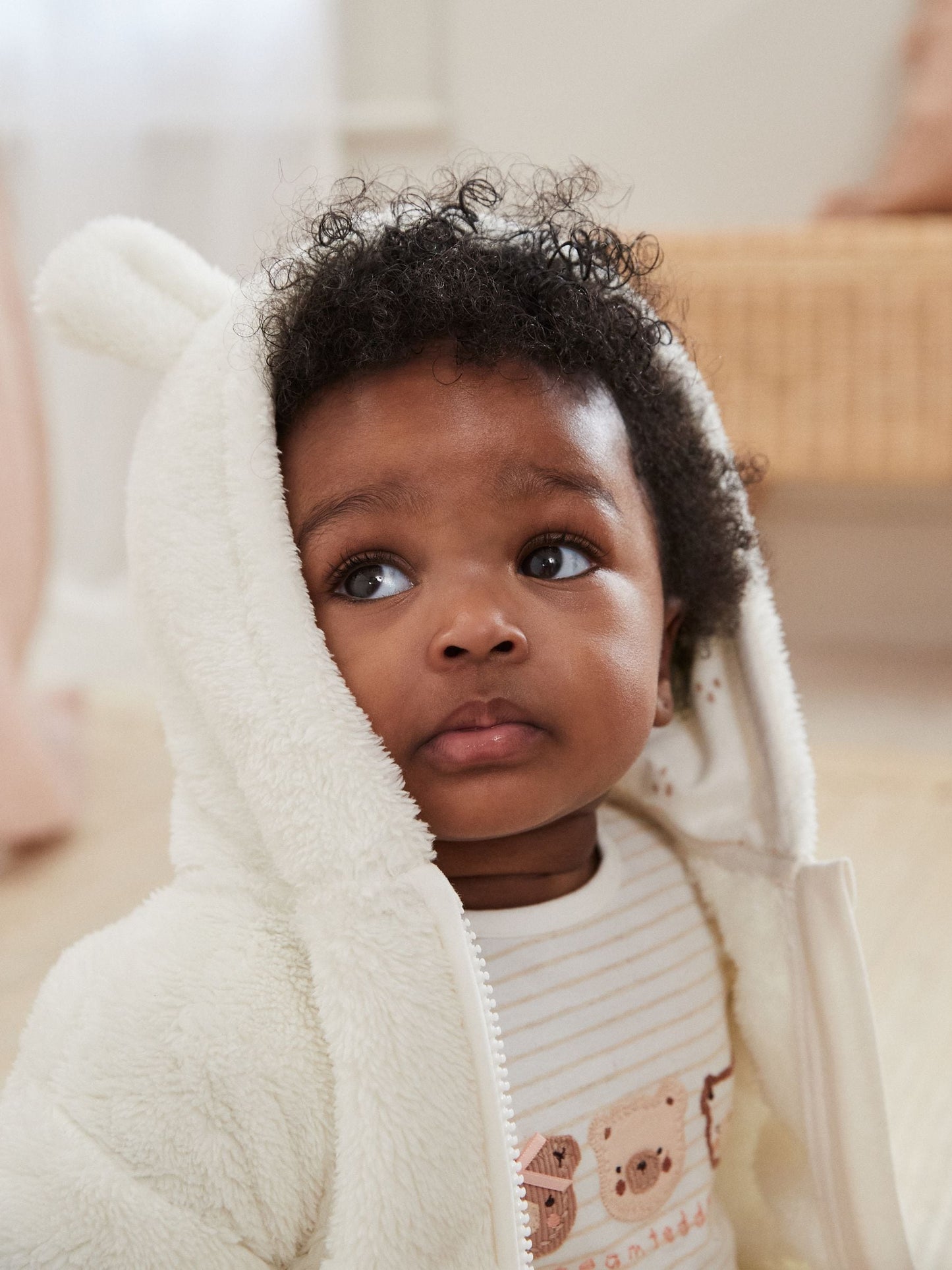 Ecru Fleece Baby Hooded Jacket (0mths-2yrs)