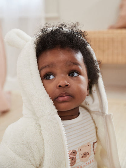 Ecru Fleece Baby Hooded Jacket (0mths-2yrs)