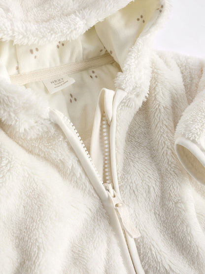 Ecru Fleece Baby Hooded Jacket (0mths-2yrs)