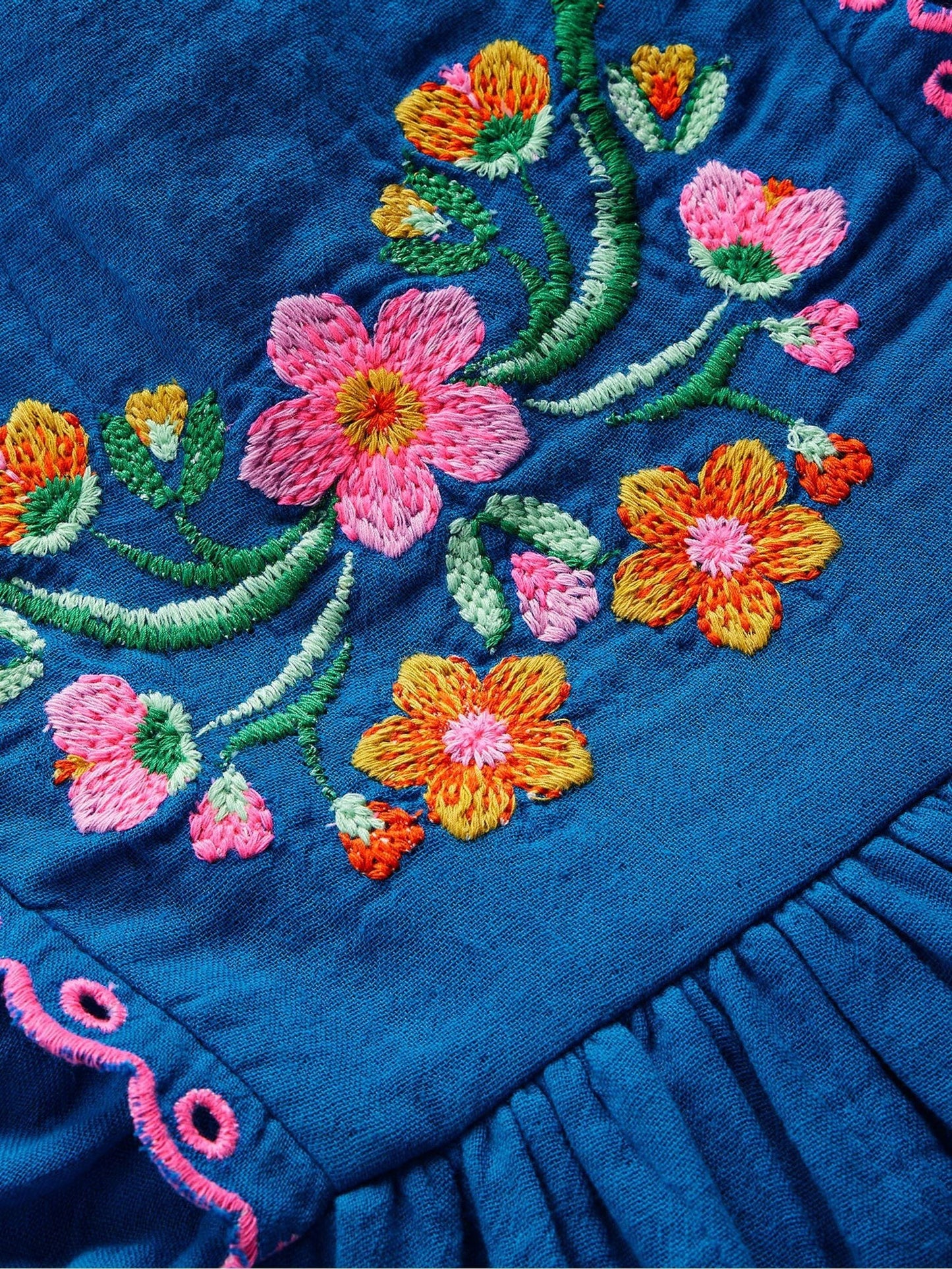 Boden Blue Embroidered Woven Dress image 3