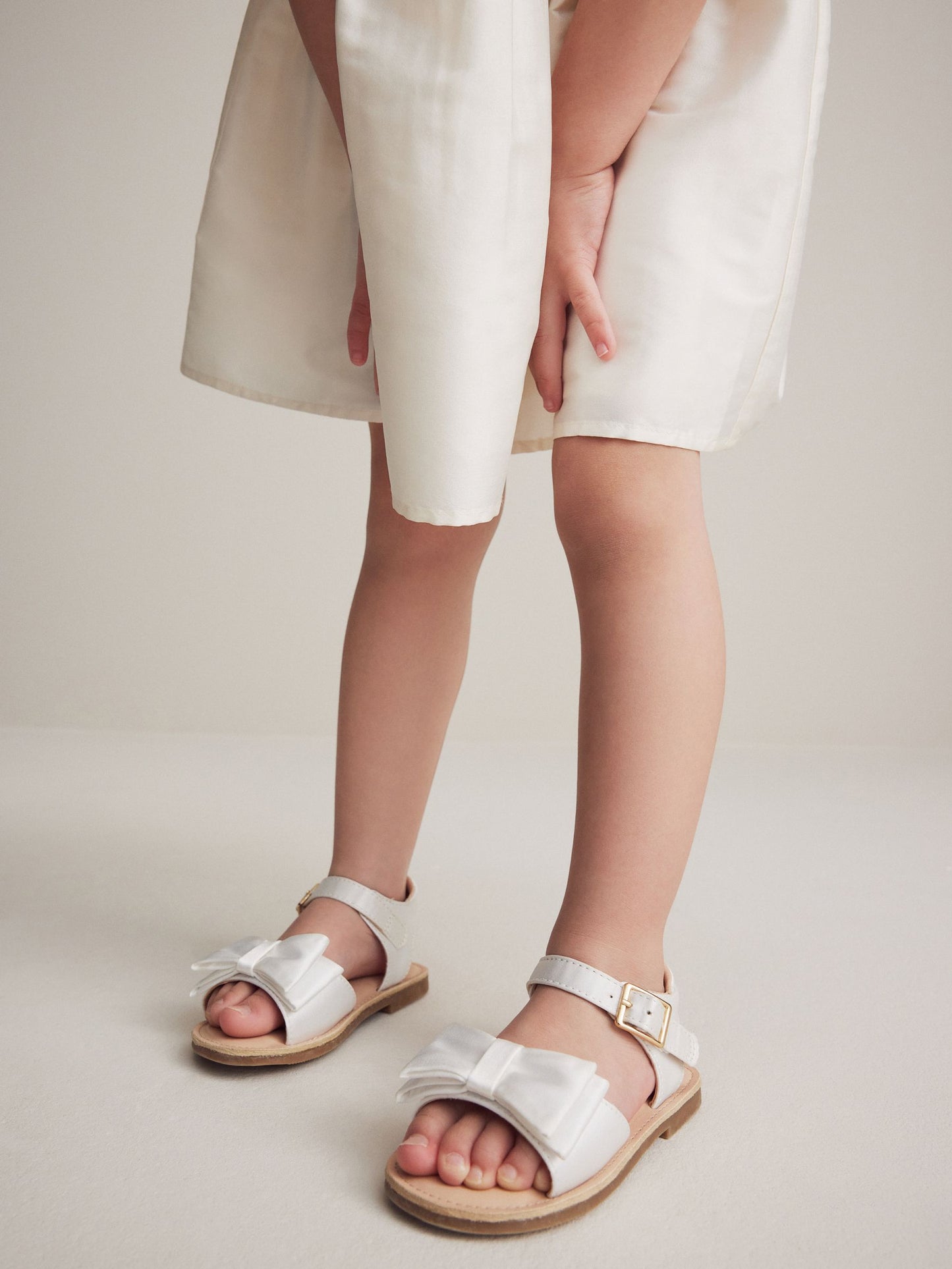 White Wide Fit (G) Bow Occasion Sandals image 1