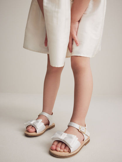 White Wide Fit (G) Bow Occasion Sandals image 1