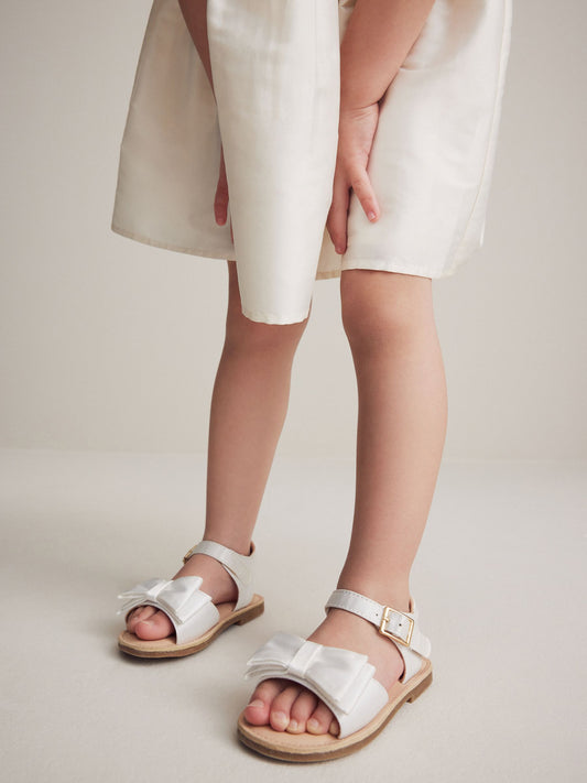 White Wide Fit (G) Bow Occasion Sandals image 1