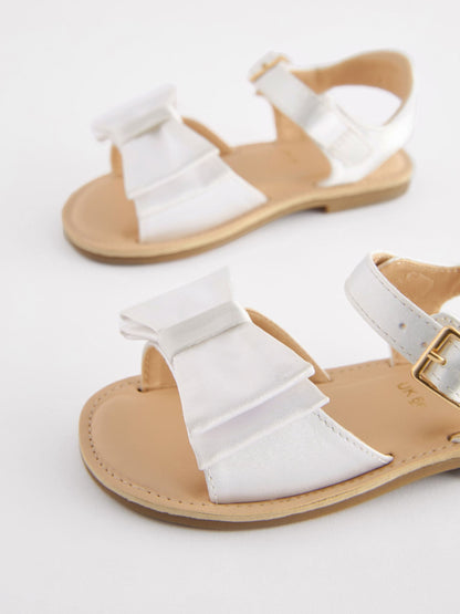 White Wide Fit (G) Bow Occasion Sandals image 10