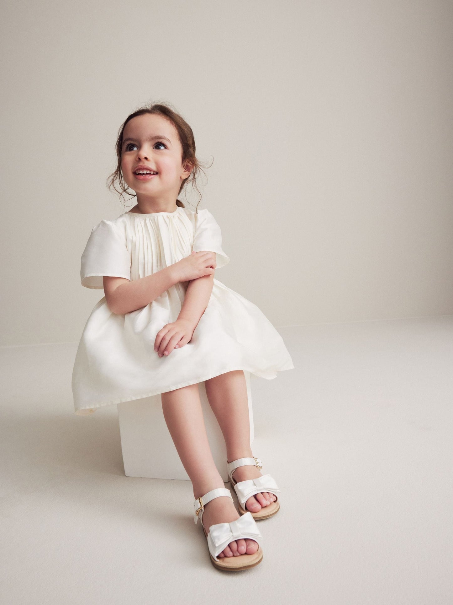 White Wide Fit (G) Bow Occasion Sandals image 4