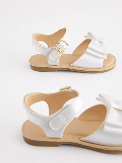 White Wide Fit (G) Bow Occasion Sandals image 9