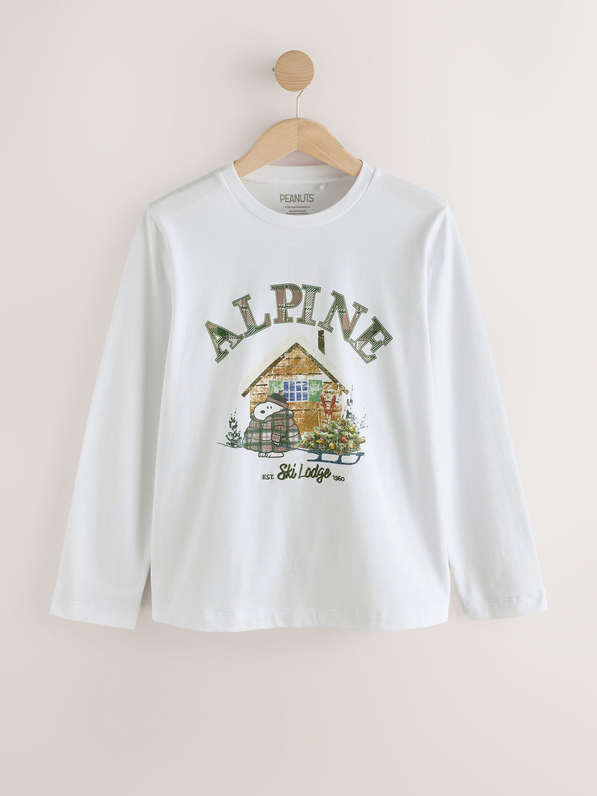 White Snoopy Heavyweight Long Sleeve Crew Neck T-Shirt - image 1