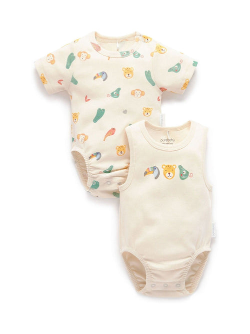 Dsiney Kidz - Purebaby Green Short Sleeve Bodysuits 2 Pack image 1