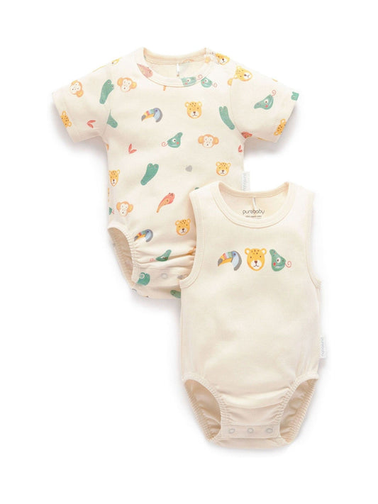 Dsiney Kidz - Purebaby Green Short Sleeve Bodysuits 2 Pack image 1