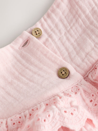 Pink Woven Dress and Knickers Set 2 Piece (0mths-2yrs) - image 5