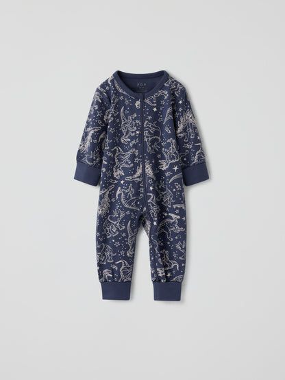 Polarn O. Pyret Blue Overall Dinosaurs Sleepsuit - image 1