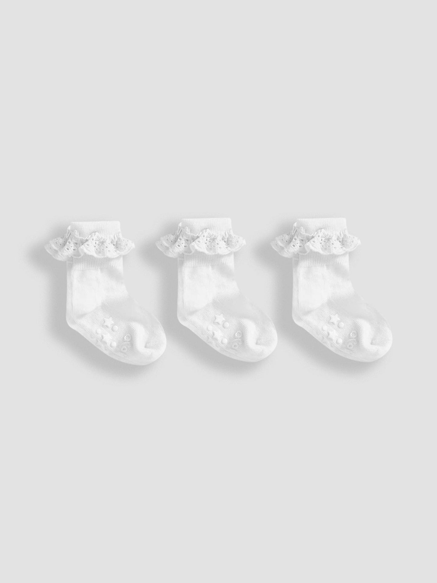 JoJo Maman Bébé White 3-Pack Frilly Socks image 1
