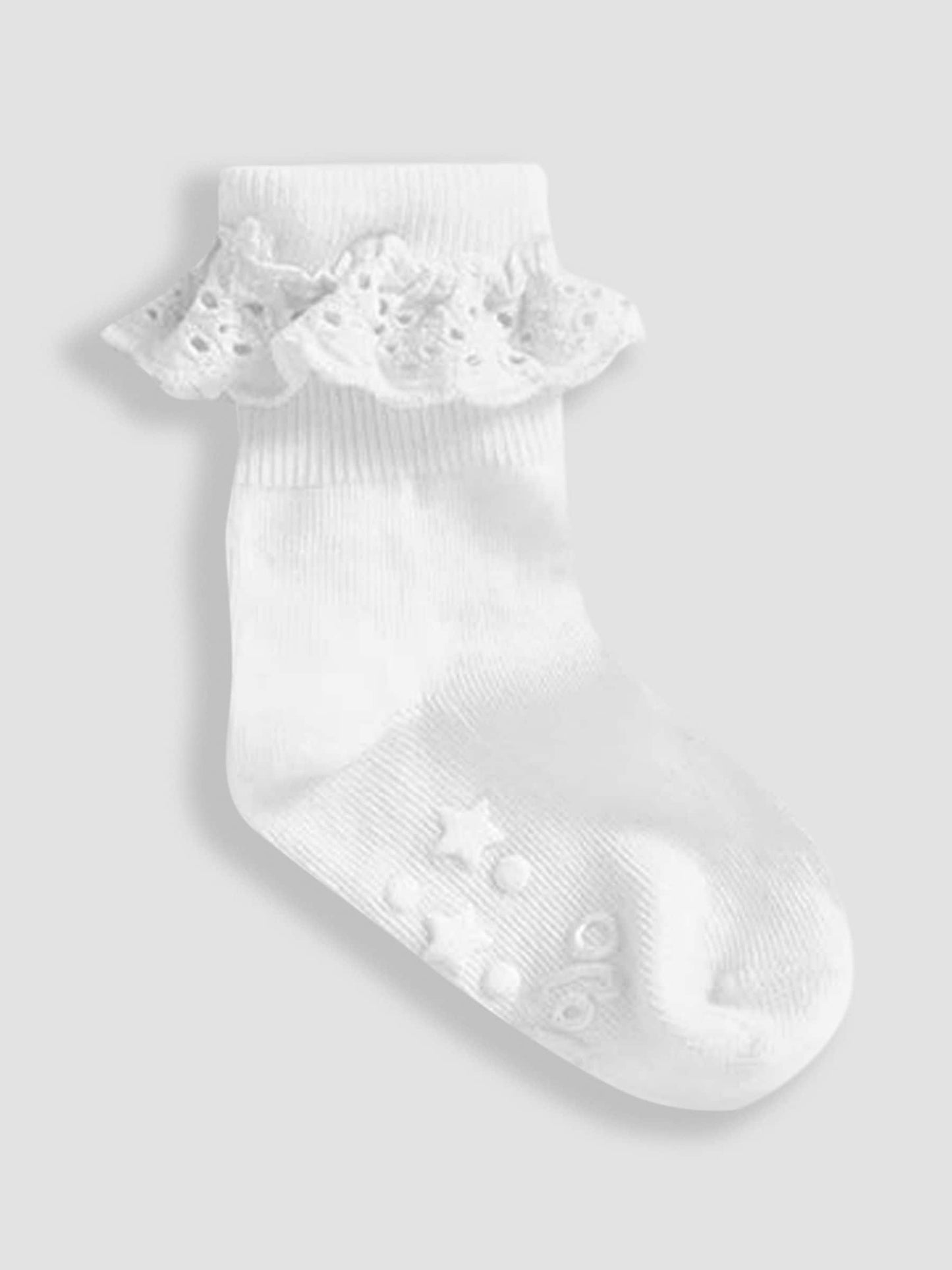 JoJo Maman Bébé White 3-Pack Frilly Socks image 2