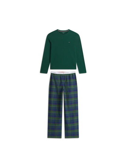Tommy Hilfiger Green Signature Check Long Sleeve Pyjama Set - image 1