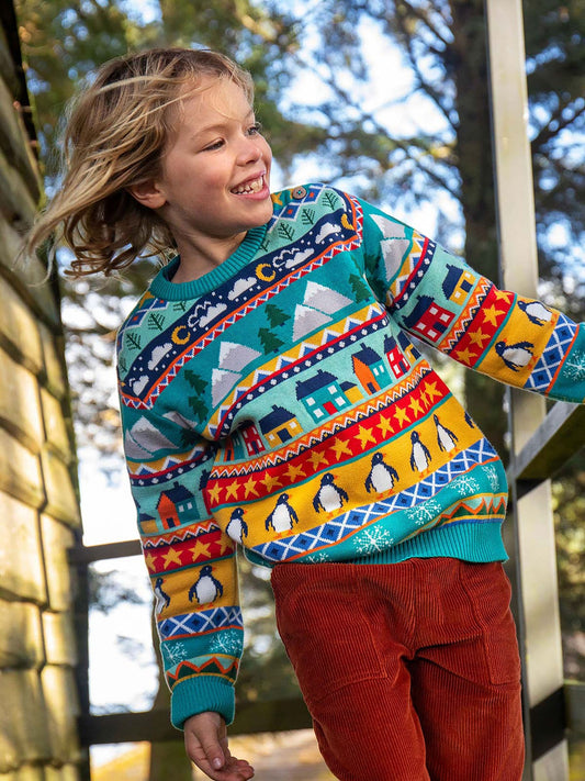 Frugi Blue Christmas Forest Fairisle Jumper - image 1
