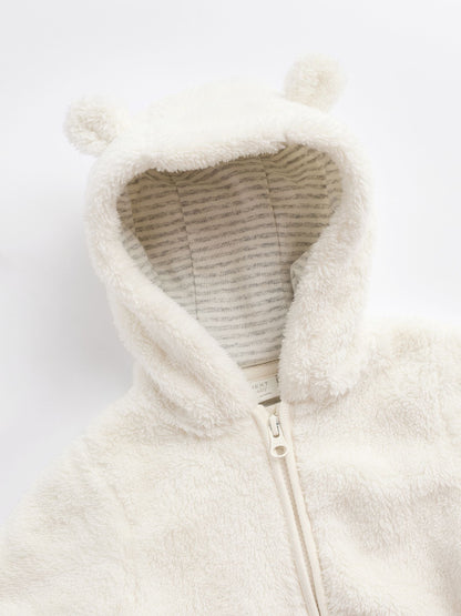 Ecru Baby Cosy Fleece Hooded All-In-One (0mths-2yrs)