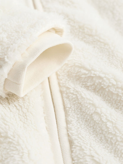 Ecru Baby Cosy Fleece Hooded All-In-One (0mths-2yrs)