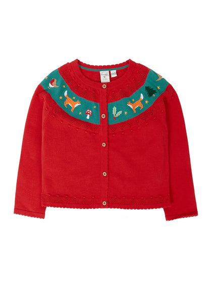 Frugi Red Christmas Ishbel Embroidered Cardigan - image 1