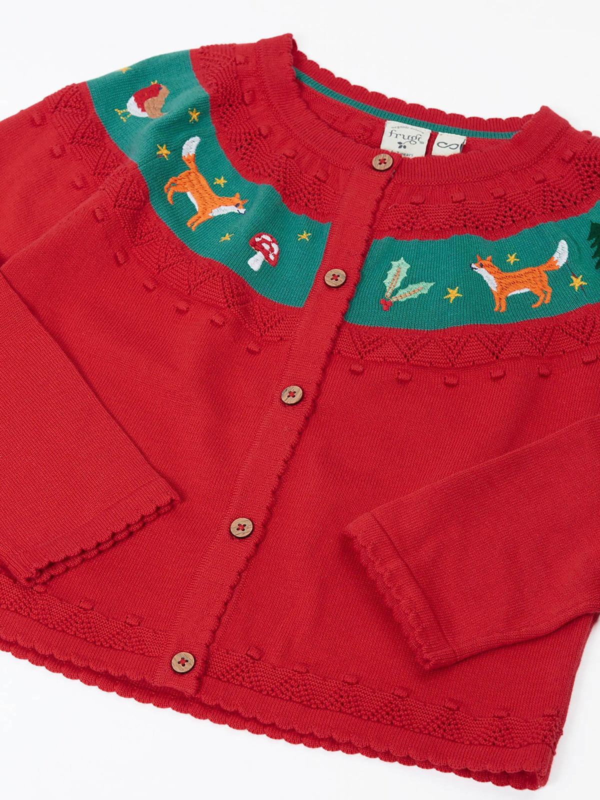 Frugi Red Christmas Ishbel Embroidered Cardigan - image 2