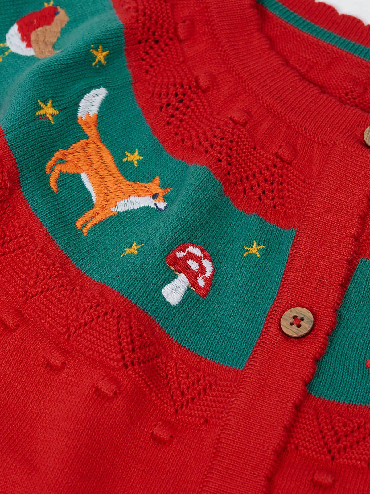 Frugi Red Christmas Ishbel Embroidered Cardigan - image 3