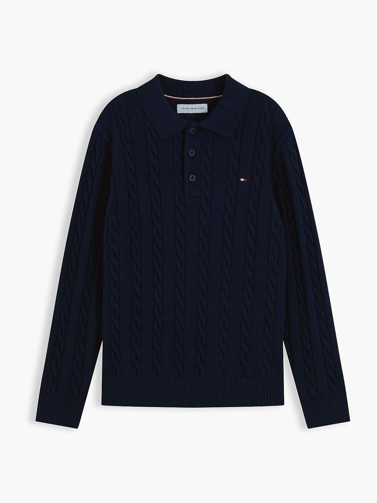 Dsiney Kidz - Tommy Hilfiger Blue Cable Knit Polo Jumper image 5