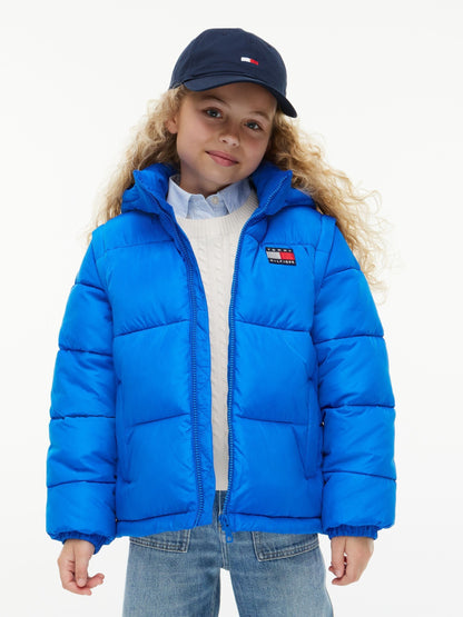 Dsiney Kidz - Tommy Hilfiger Blue Heritage Back Logo Ripstop Puffer Jacket with Removable Sleeves image 1