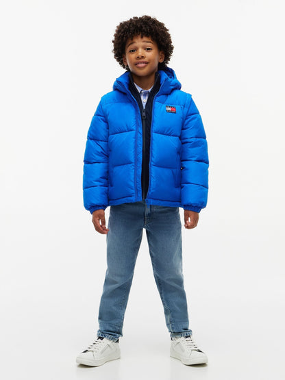 Dsiney Kidz - Tommy Hilfiger Blue Heritage Back Logo Ripstop Puffer Jacket with Removable Sleeves image 2