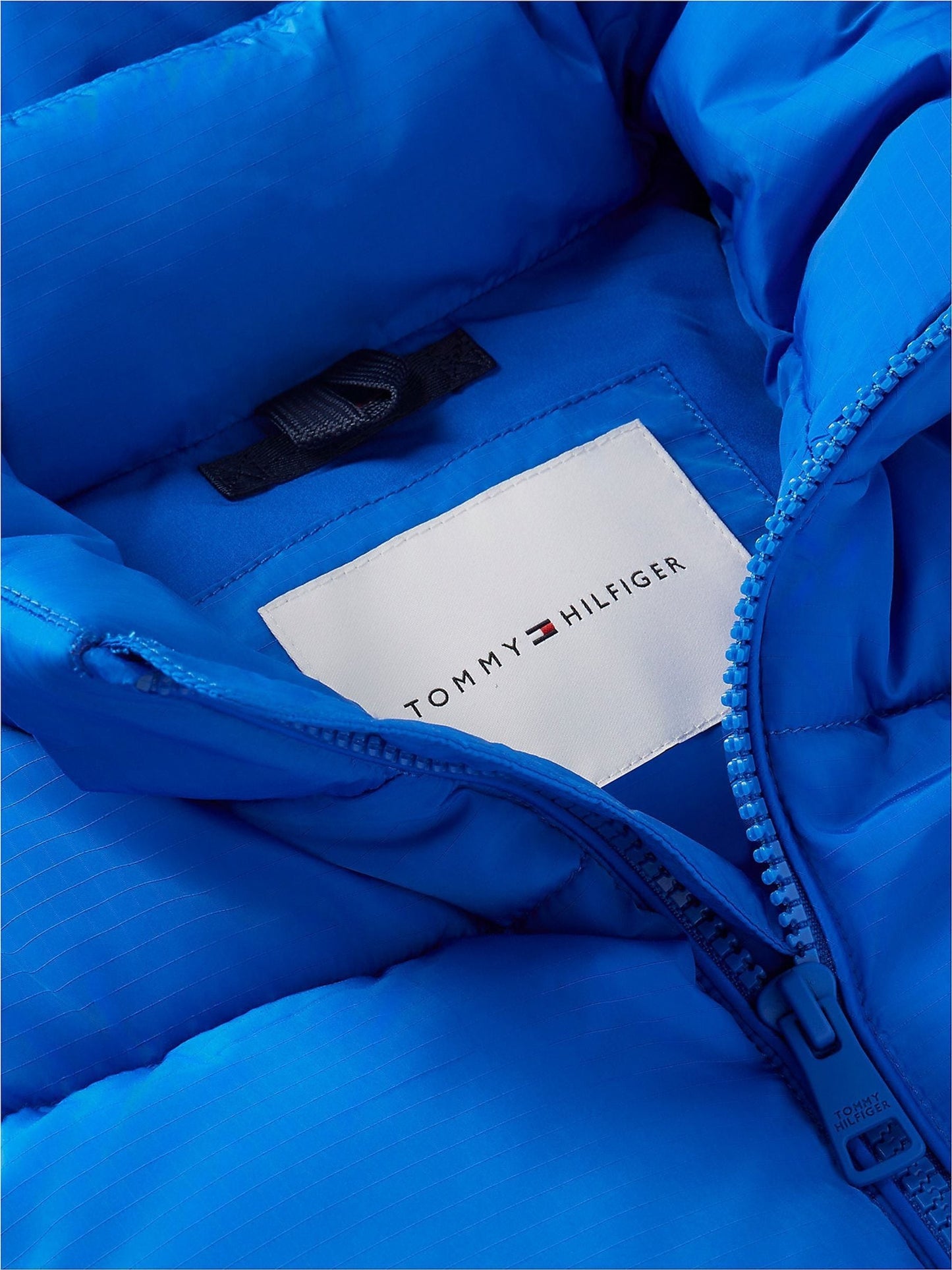 Dsiney Kidz - Tommy Hilfiger Blue Heritage Back Logo Ripstop Puffer Jacket with Removable Sleeves image 6