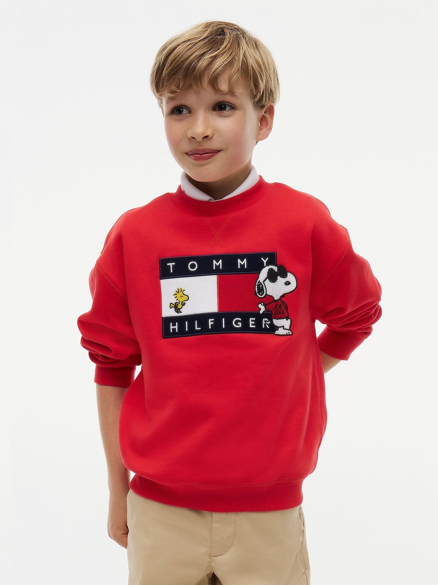 Dsiney Kidz - Tommy Hilfiger Red Peanuts® Flag Graphic Embroidery Jumper image 1